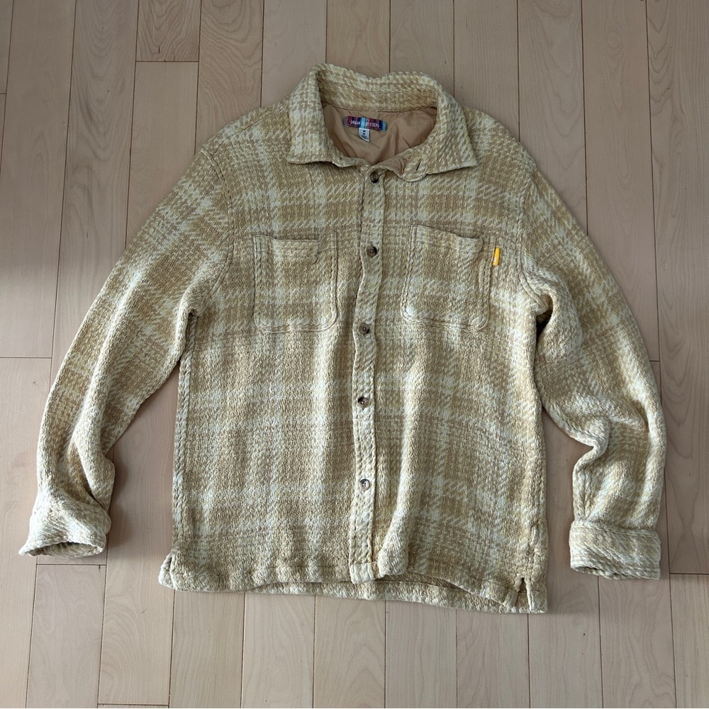 Urban Outfitters Yellow and Tan Plaid Button Down Shirt Shacket